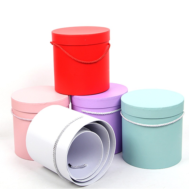 Round Flower Boxes With Handle and Lids – Set of 3