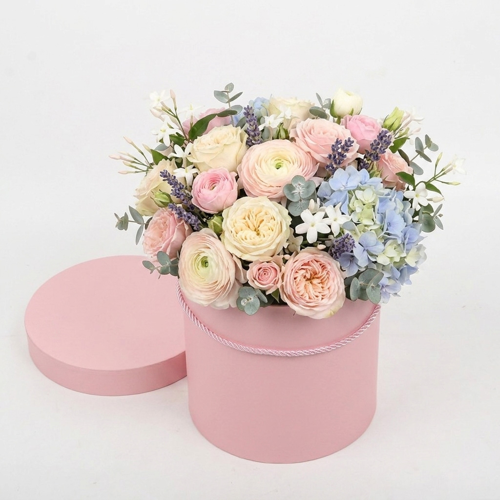 Round Flower Boxes With Handle and Lids – Set of 3