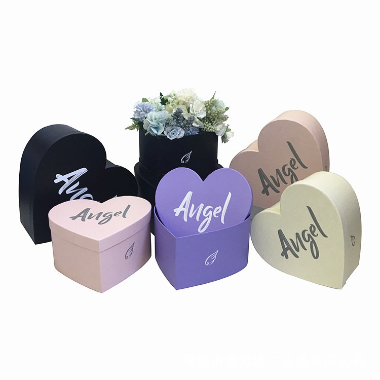 Heart Shape Angel Printing Box With Lids – Set of 3