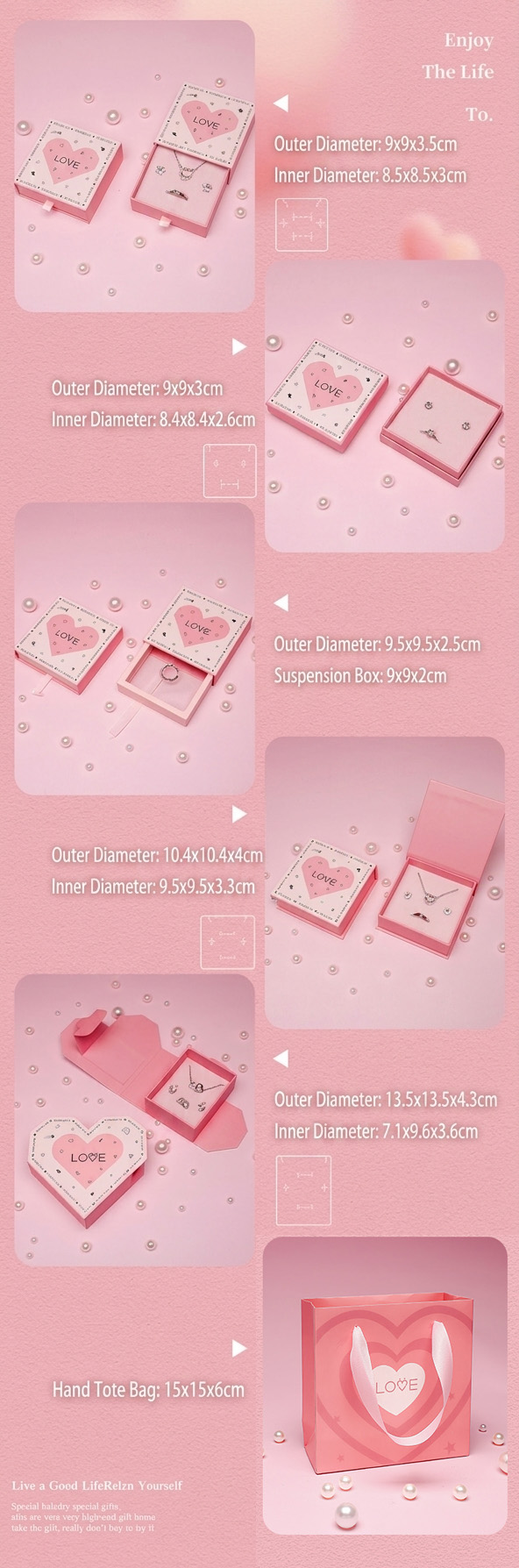 Luxury Heart Design Jewelry Gift Box for Rings, Necklaces and Earrings - 图片 9