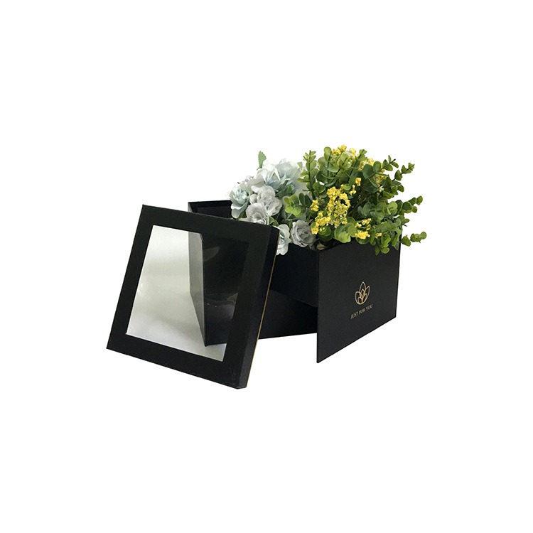 Square Box Two-Layer Rotating Gift box, PVC Window Flower box