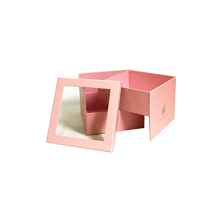 Square Box Two-Layer Rotating Gift box, PVC Window Flower box - 图片 3