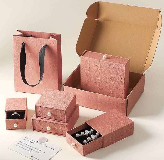 Linen Jewelry Box for Ring, Necklace & Earrings