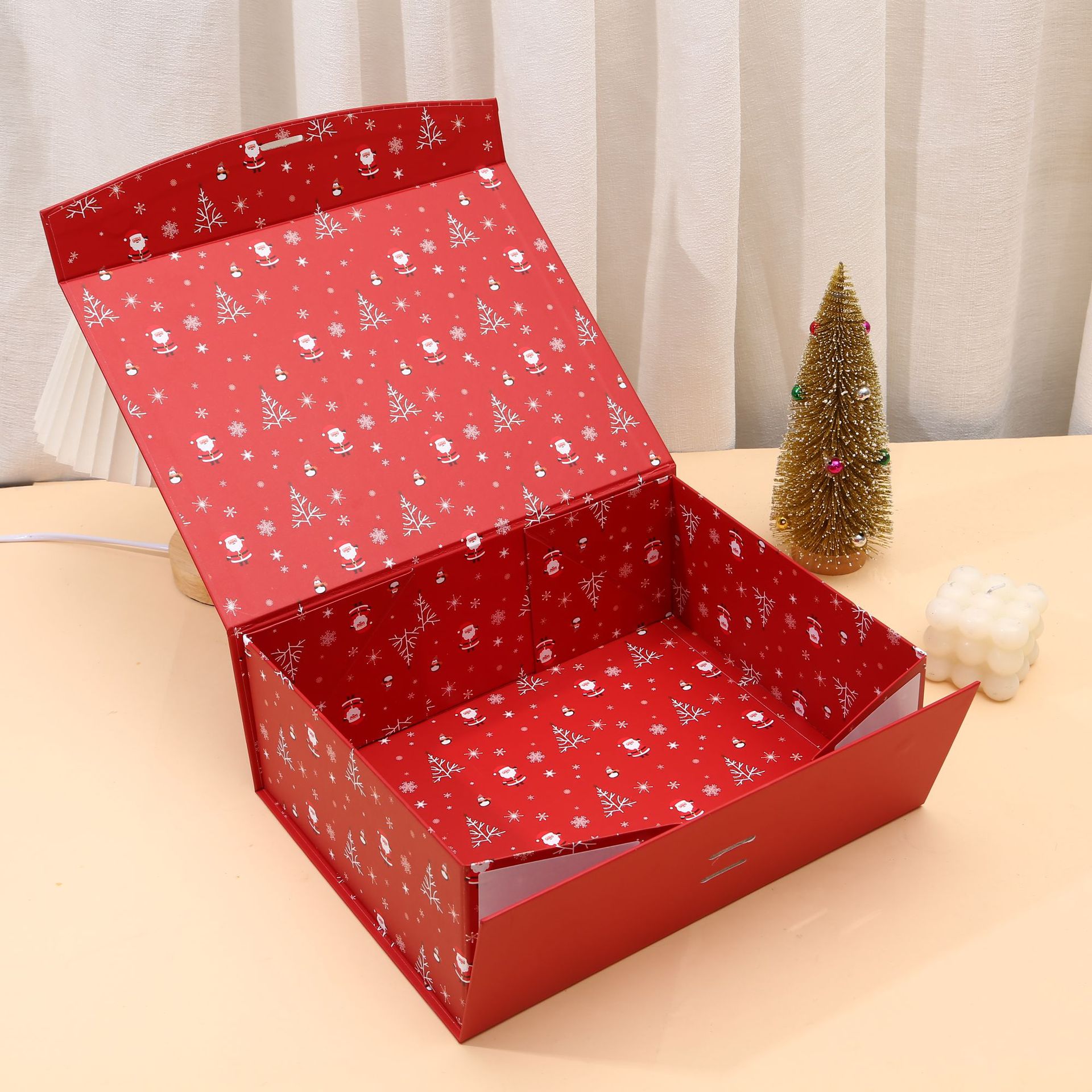 Christmas Magnetic Folding Gift Boxes with Ribbon, Collapsible Holiday Boxes Wholesale - 图片 3