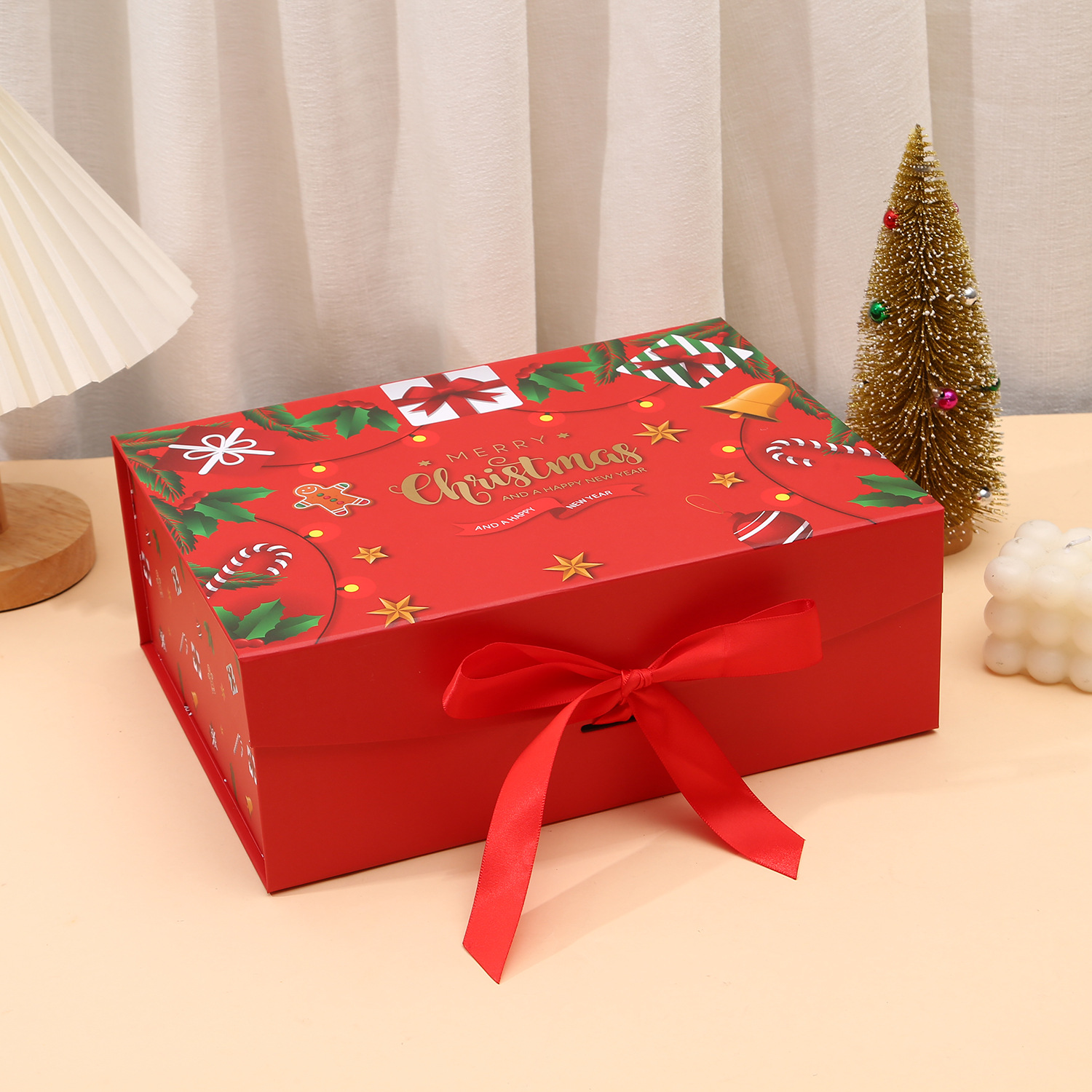 Christmas Magnetic Folding Gift Boxes with Ribbon, Collapsible Holiday Boxes Wholesale - 图片 4