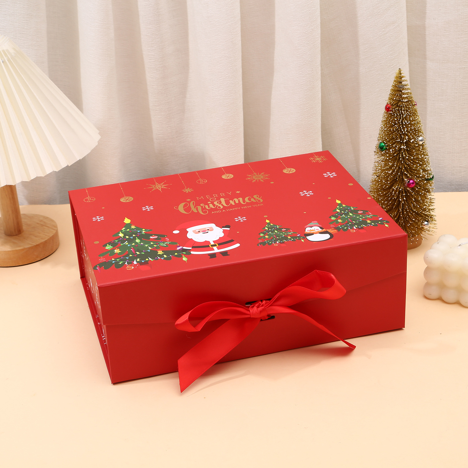 Christmas Magnetic Folding Gift Boxes with Ribbon, Collapsible Holiday Boxes Wholesale - 图片 5