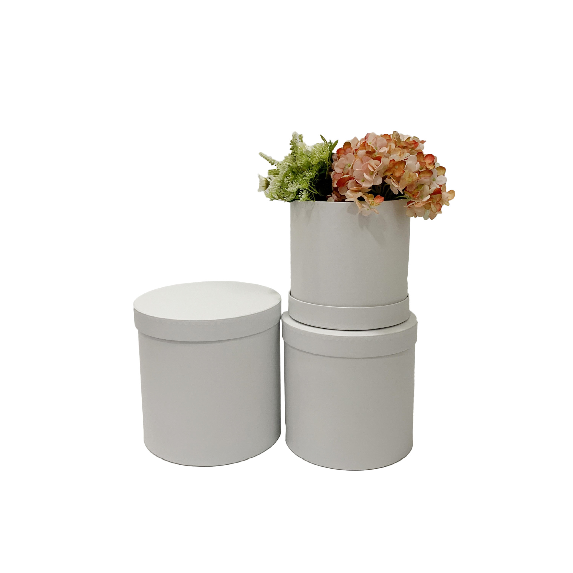Wholesale Matte Cardboard Cylinder Hat Box for Florist Supplies & Wedding Gift Packaging - Set of 3 - 图片 4
