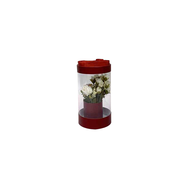 Clear Cylinder Flower Box with Ribbon Straps & Base - 图片 5