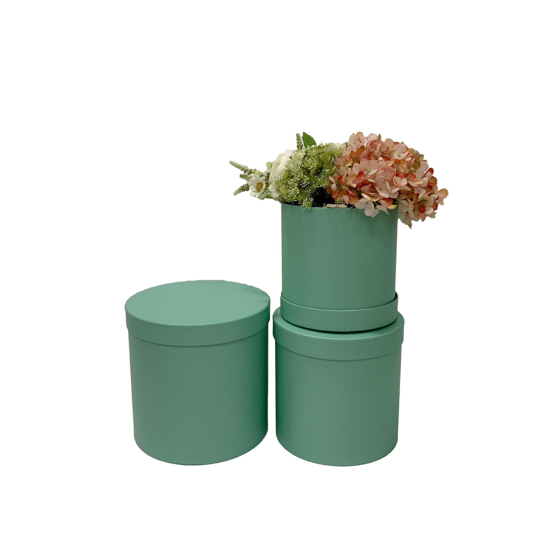 Wholesale Matte Cardboard Cylinder Hat Box for Florist Supplies & Wedding Gift Packaging - Set of 3 - 图片 3