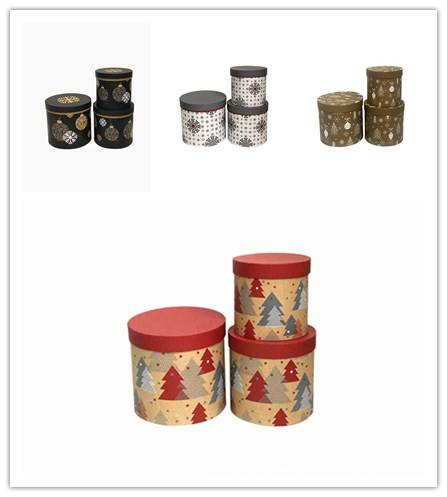 Luxury Christmas Round Flower Box Set of 3 for Floral Gift Packaging