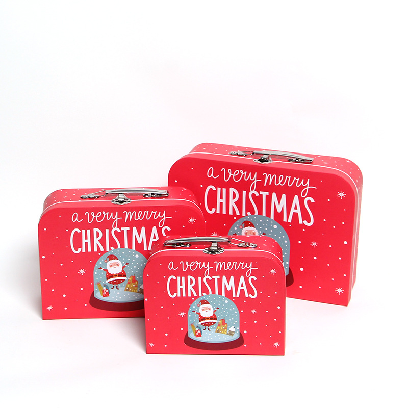 Christmas Suitcase Gift Boxes with Handles, Nesting Holiday Storage Cardboard Boxes Wholesale