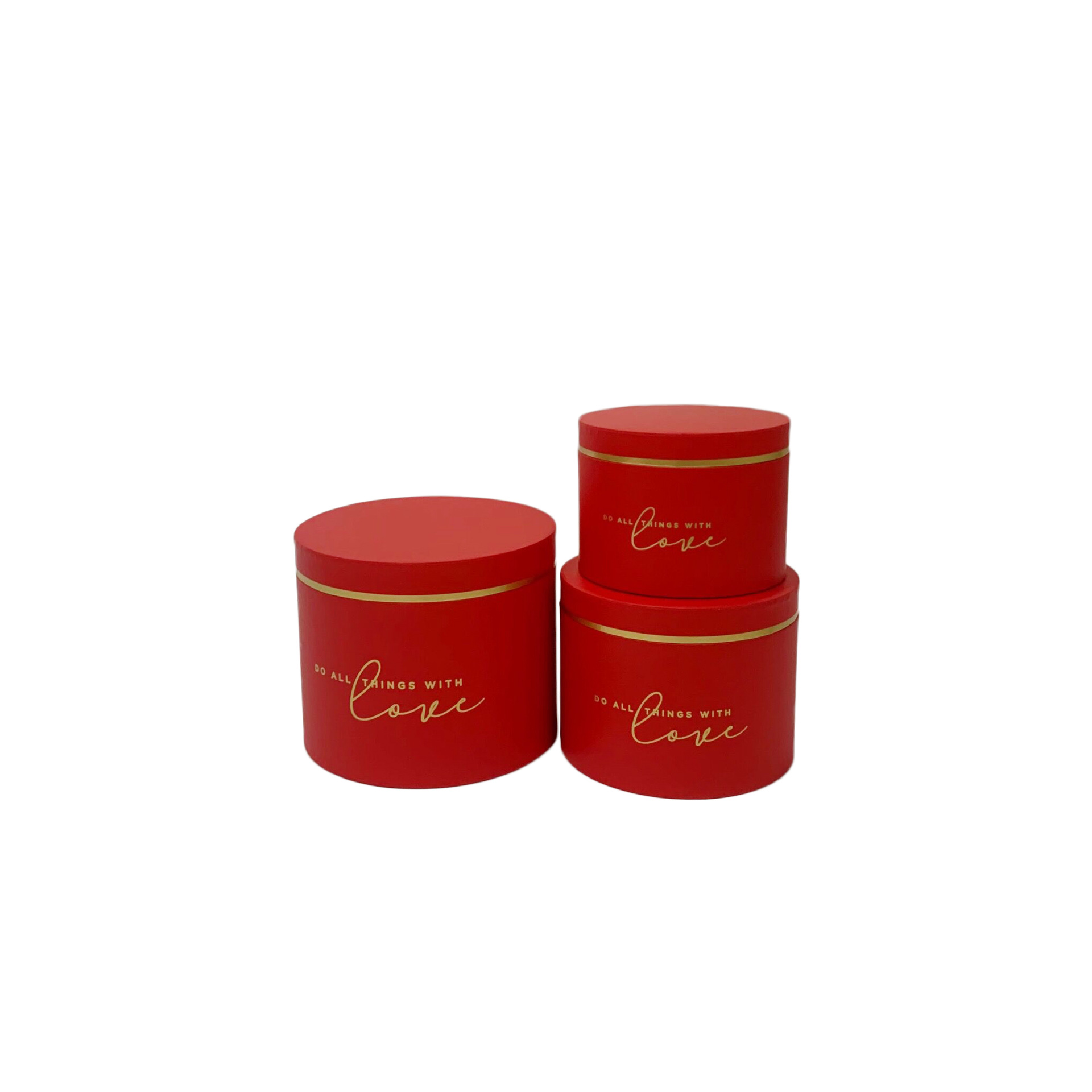 Round Floral Gift Boxes with Gold Rim | Decorative Cylindrical Nested Flower Boxes - Set of 3 - 图片 3