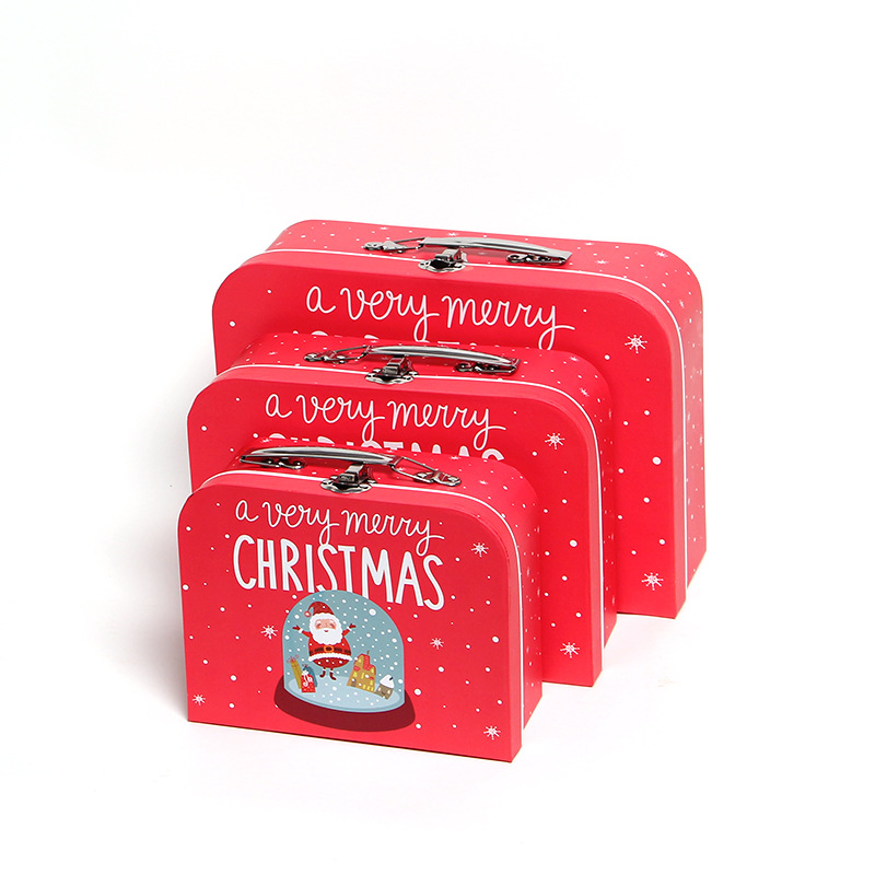 Christmas Suitcase Gift Boxes with Handles, Nesting Holiday Storage Cardboard Boxes Wholesale - 图片 4