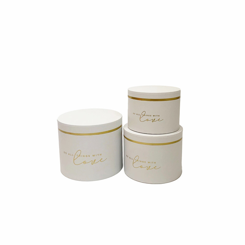 Round Floral Gift Boxes with Gold Rim | Decorative Cylindrical Nested Flower Boxes - Set of 3 - 图片 4