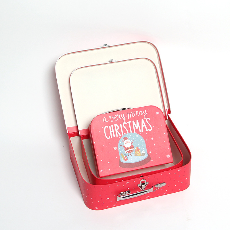 Christmas Suitcase Gift Boxes with Handles, Nesting Holiday Storage Cardboard Boxes Wholesale - 图片 5