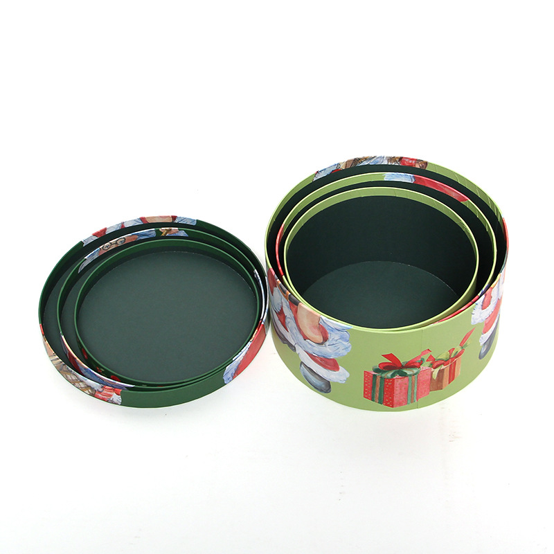 Christmas Round Flower Boxes Set of 3, Santa Claus Nesting Gift Boxes Wholesale - 图片 4