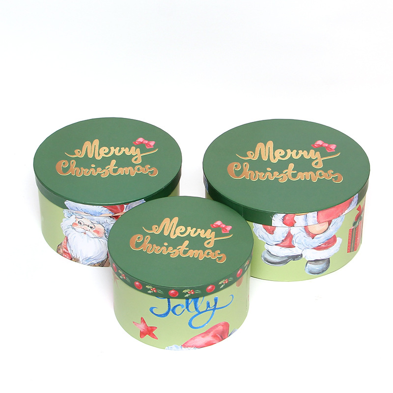 Christmas Round Flower Boxes Set of 3, Santa Claus Nesting Gift Boxes Wholesale - 图片 3