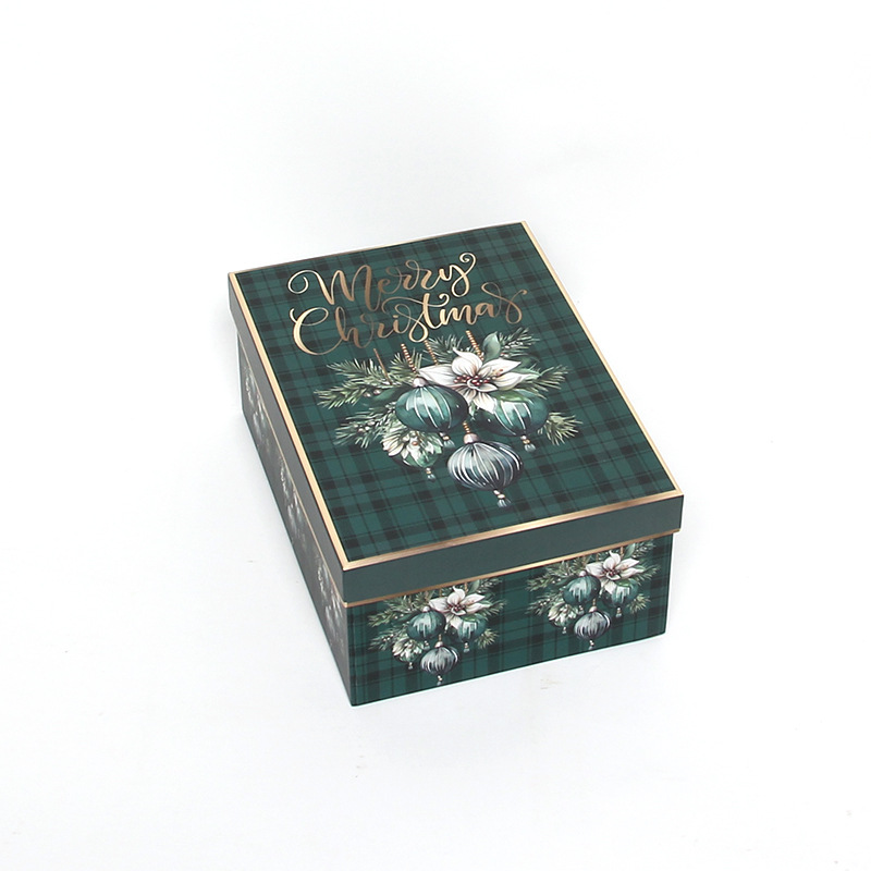 Christmas Rectangle Flower Boxes Set of 3, Plaid Nesting Holiday Gift Boxes Wholesale - 图片 6
