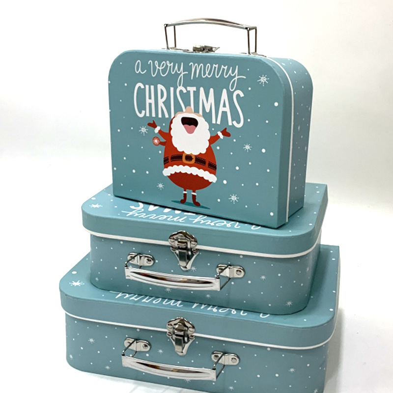 Christmas Suitcase Gift Boxes with Handles, Nesting Holiday Storage Cardboard Boxes Wholesale - 图片 3