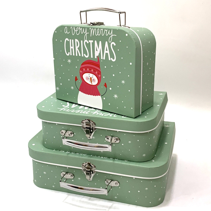Christmas Suitcase Gift Boxes with Handles, Nesting Holiday Storage Cardboard Boxes Wholesale
