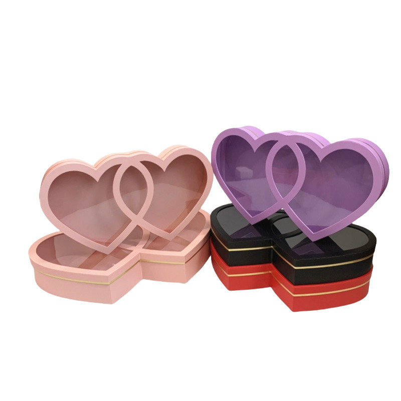 Luxury Set of 2 Heart Shaped Flower Boxes for Floral Gift Packaging