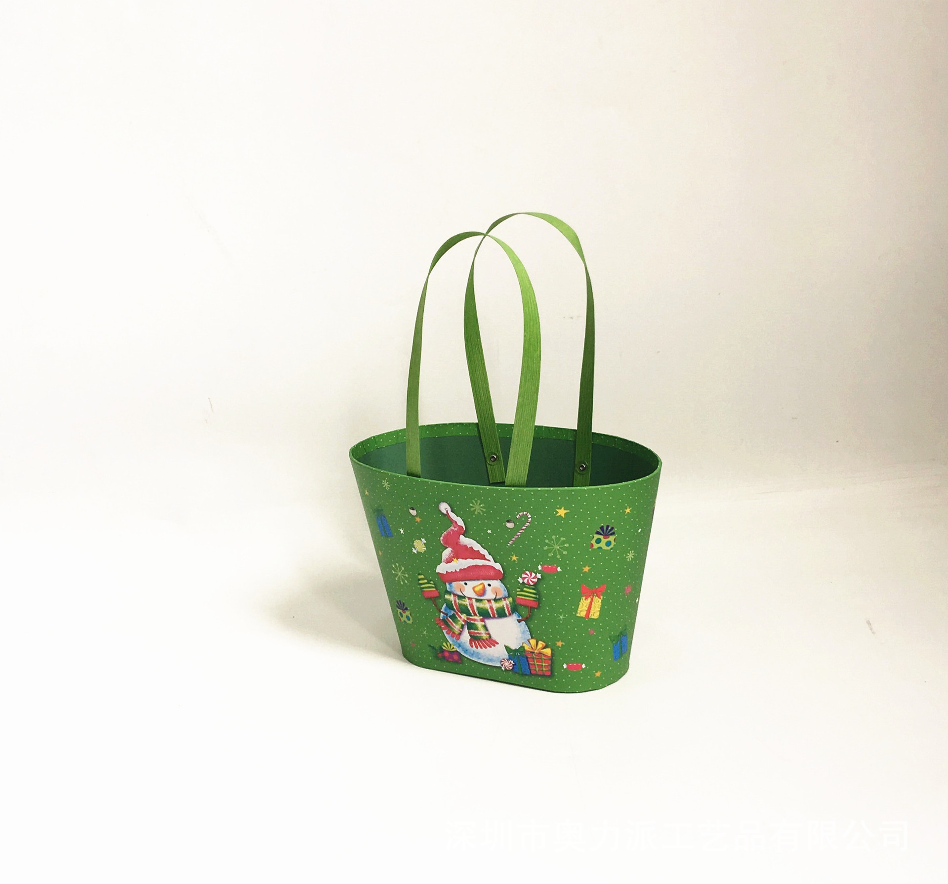 Christmas Floral Gift Basket with Handles for Fresh Flower Arrangements