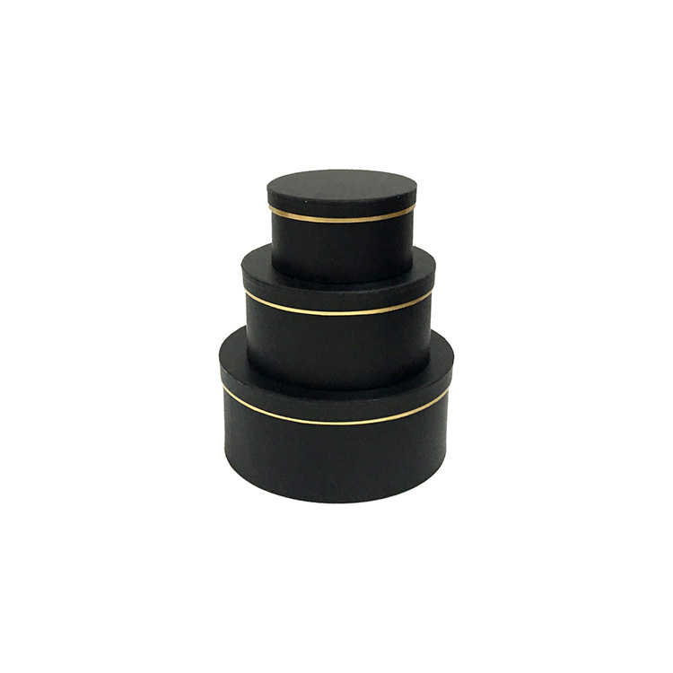 Premium Nested Cylinder Hat Boxes with Elegant Gold Line- Set of 3