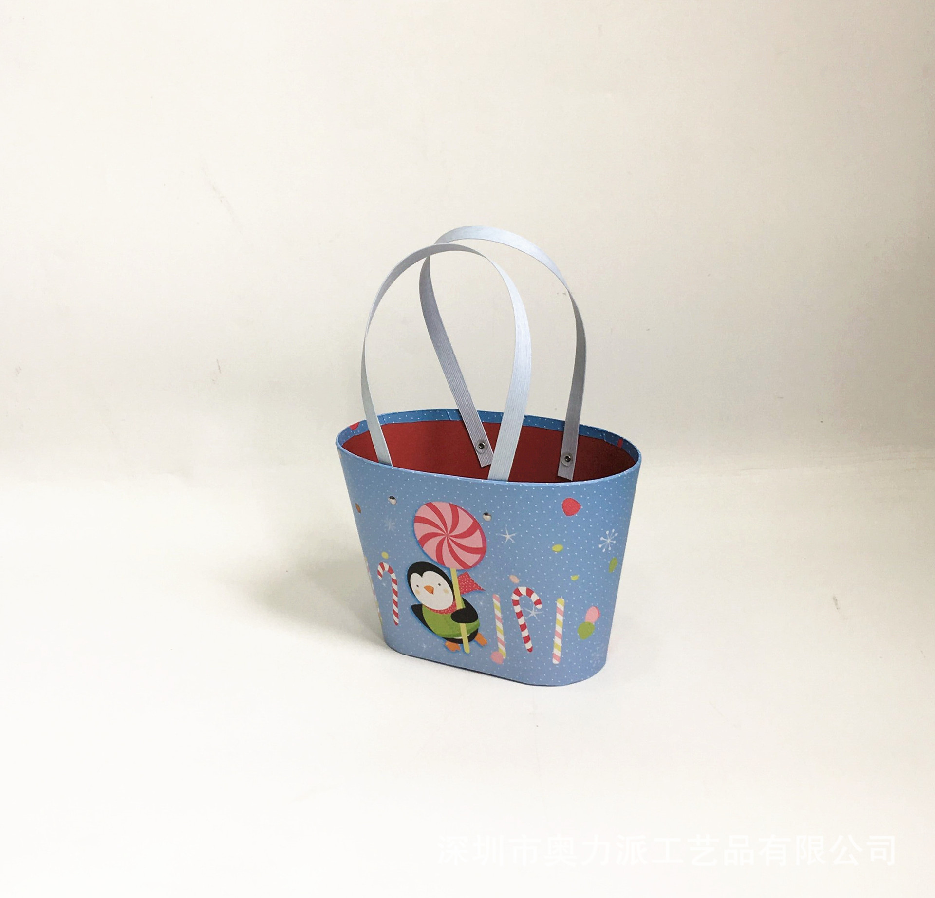 Christmas Floral Gift Basket with Handles for Fresh Flower Arrangements - 图片 3