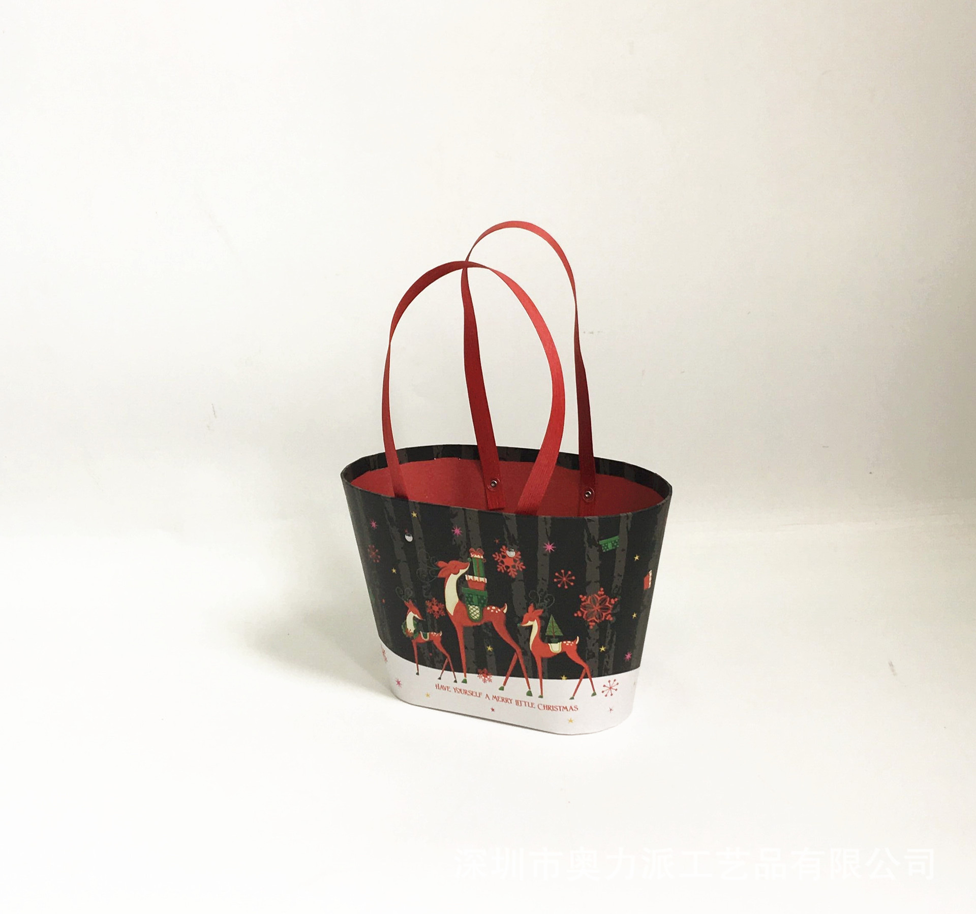 Christmas Floral Gift Basket with Handles for Fresh Flower Arrangements - 图片 5