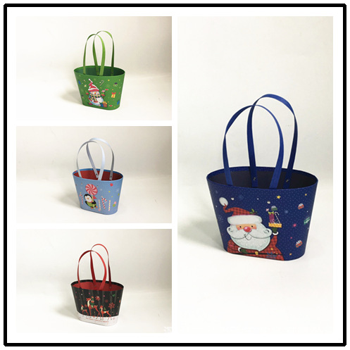 Christmas Floral Gift Basket with Handles for Fresh Flower Arrangements