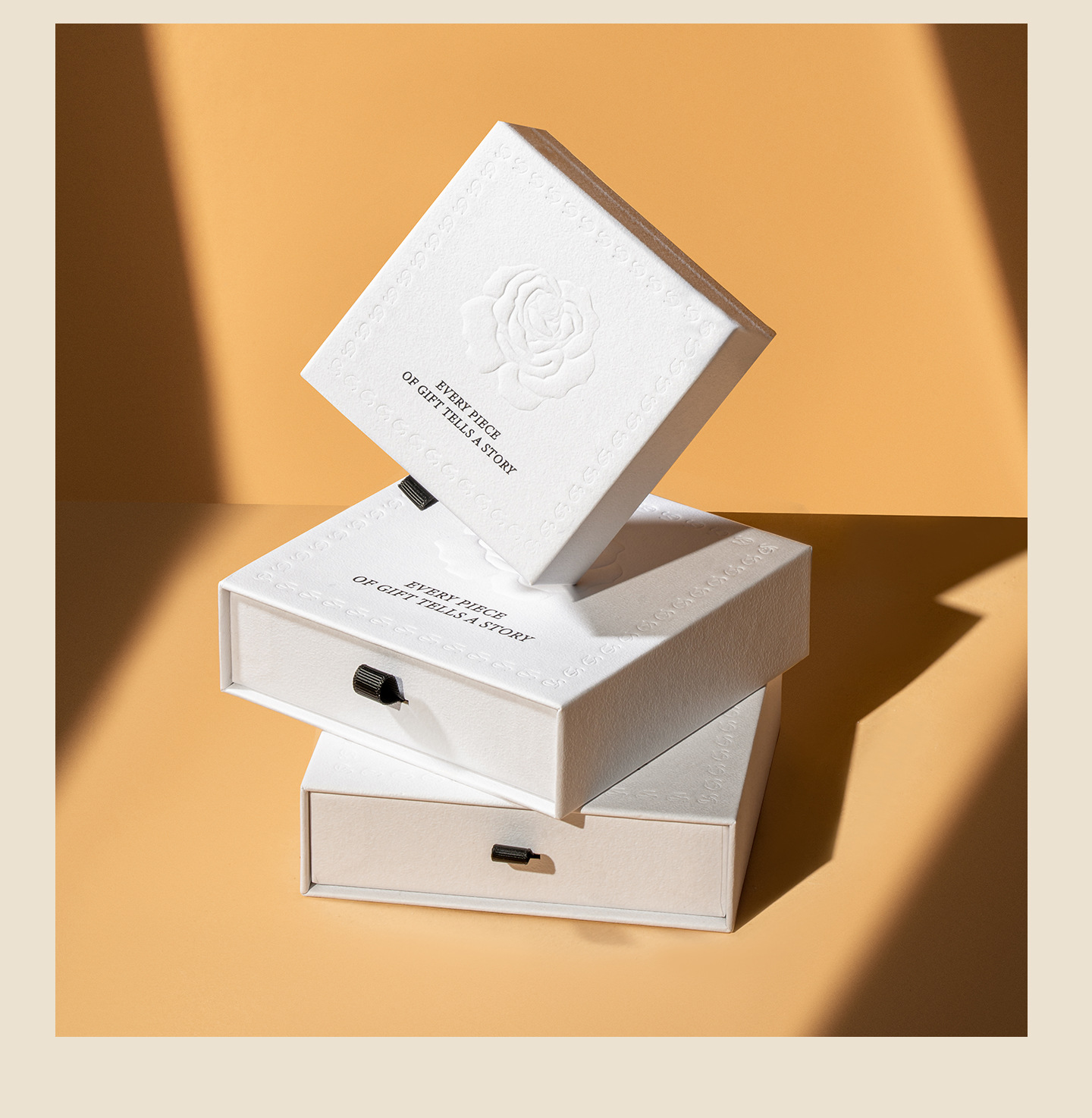 Luxury Embossed Rose Jewelry Gift Box for Rings, Necklaces and Earrings