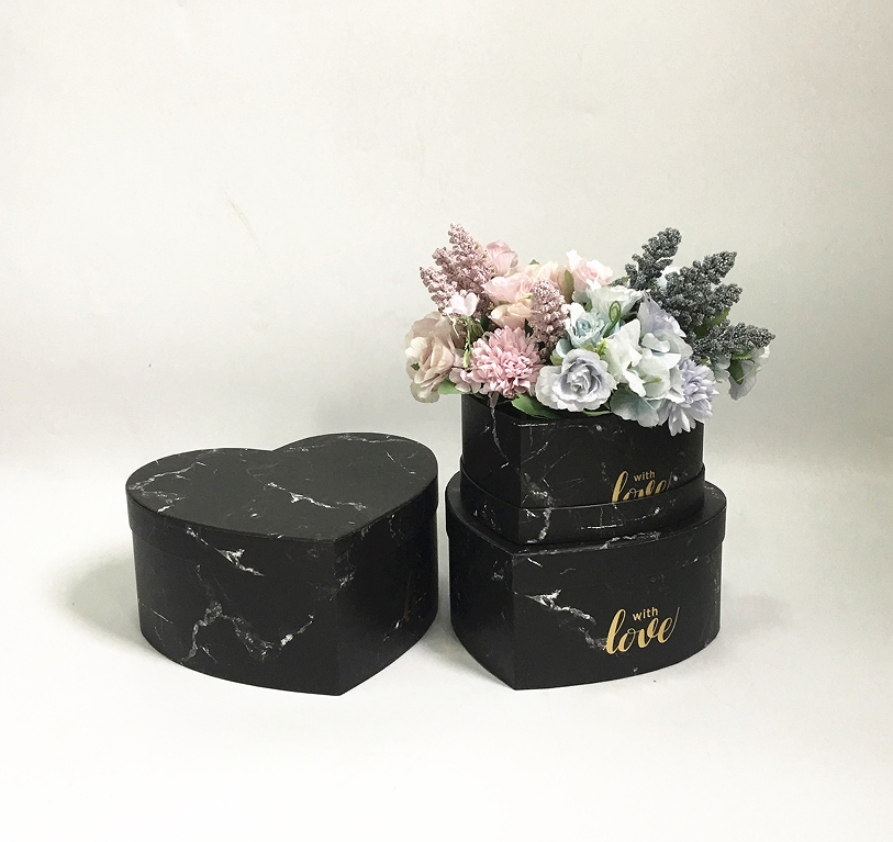 Marble Heart Shaped Cardboard Boxes Set of 3, Luxury Flower Gift Box Wholesale