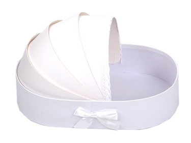 Baby Bassinet Flower Box, Carriage Ribbon Lace Floral Gift Case Wholesale - 图片 14