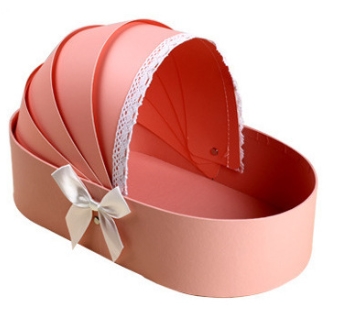Baby Bassinet Flower Box, Carriage Ribbon Lace Floral Gift Case Wholesale - 图片 8
