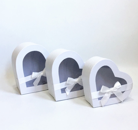 Heart Shaped Gift Boxes with Window and Ribbon Set of 3, Luxury Flower Box Wholesale - 图片 5