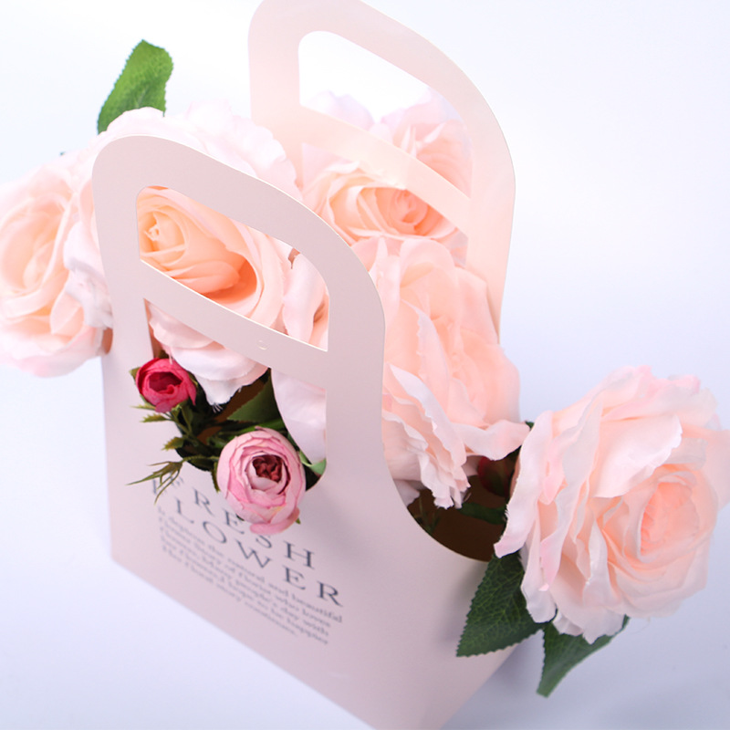 Kraft Paper Flower Gift Tote Bag with Handles, Luxury Florist Carrier Wholesale - 图片 15
