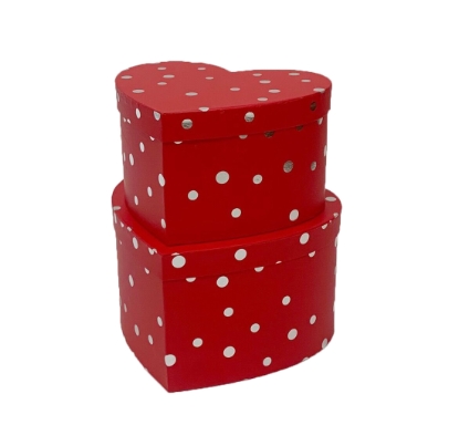 Romantic Heart Nesting Gift Boxes Set of 2, Silver Dot Premium Present Box - 图片 5