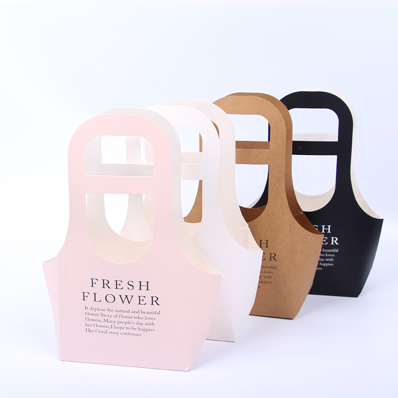 Kraft Paper Flower Gift Tote Bag with Handles, Luxury Florist Carrier Wholesale - 图片 16
