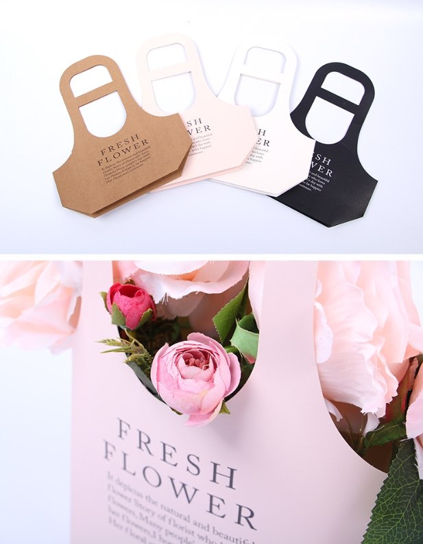 Kraft Paper Flower Gift Tote Bag with Handles, Luxury Florist Carrier Wholesale - 图片 3