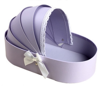 Baby Bassinet Flower Box, Carriage Ribbon Lace Floral Gift Case Wholesale - 图片 10