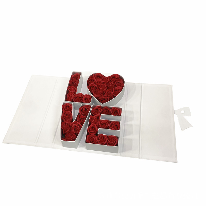 LOVE Gatefold Flower Box, Double Door Folding Alphabet Present Packaging Wholesale