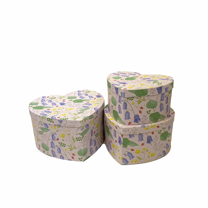 Floral Heart Shaped Cardboard Boxes Set of 3, Vintage Flower Box Wholesale