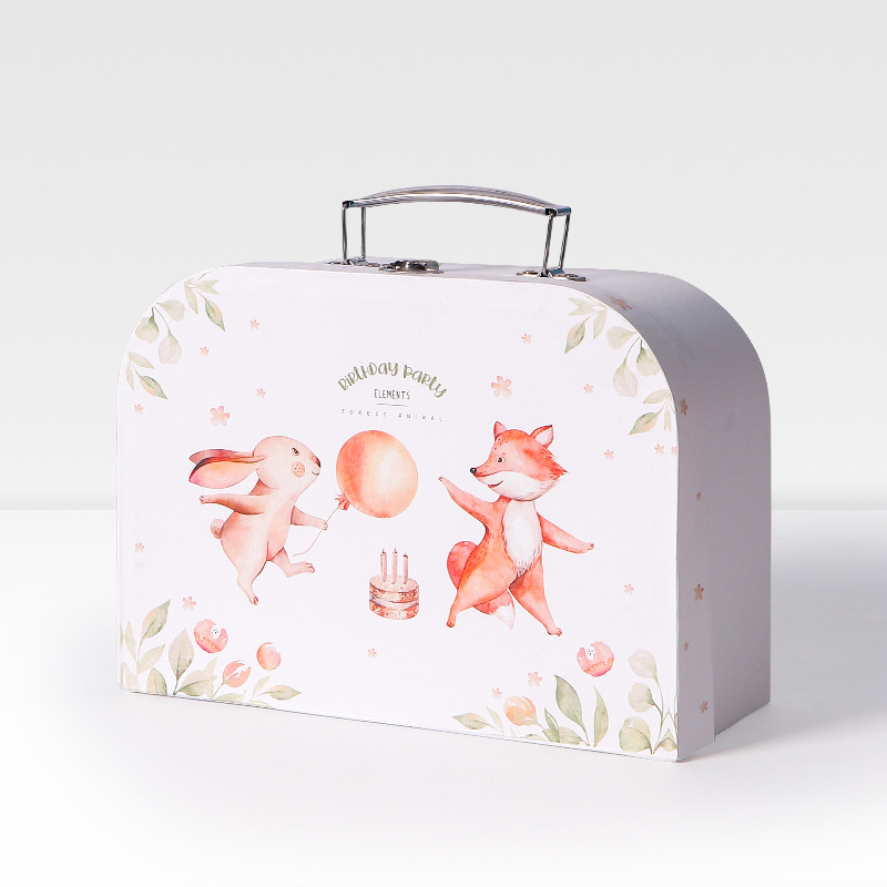 Decorative Paper Suitcase Gift Box, Cute Animal Toy Storage Box for Kids - 图片 3
