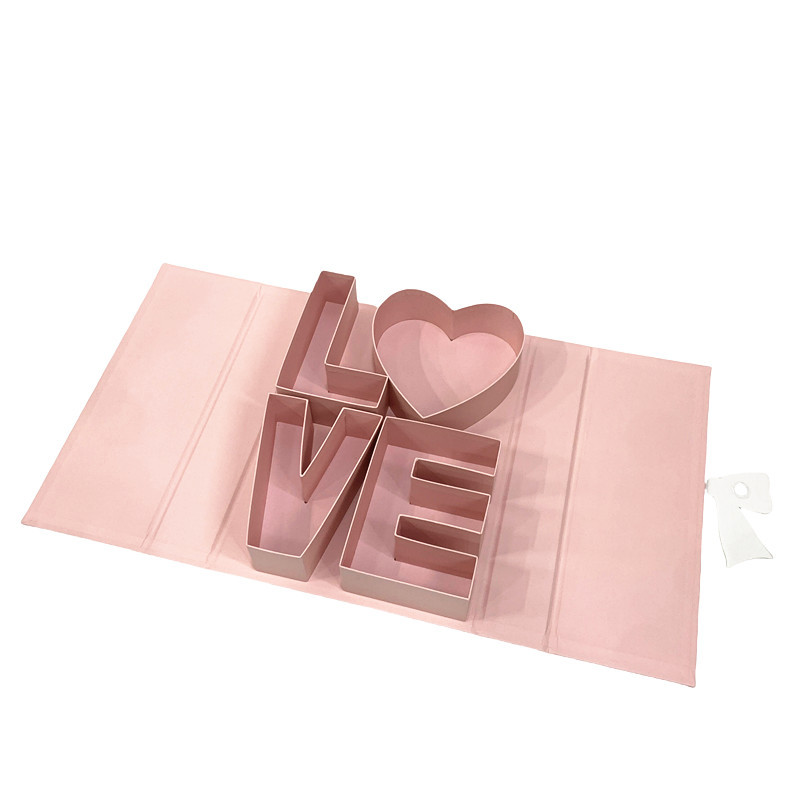 LOVE Gatefold Flower Box, Double Door Folding Alphabet Present Packaging Wholesale - 图片 3
