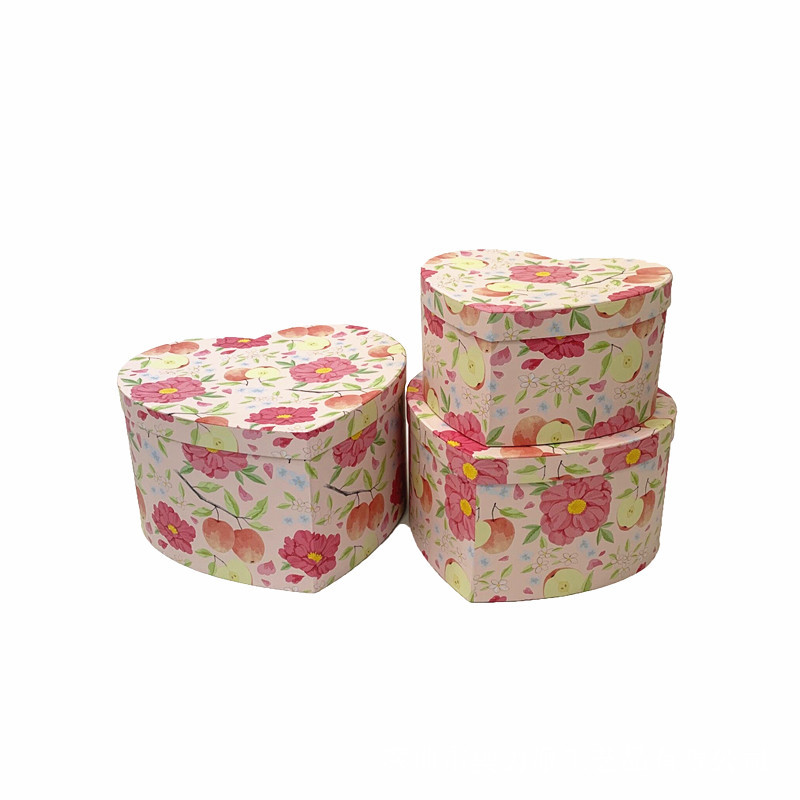 Floral Heart Shaped Cardboard Boxes Set of 3, Vintage Flower Box Wholesale - 图片 3
