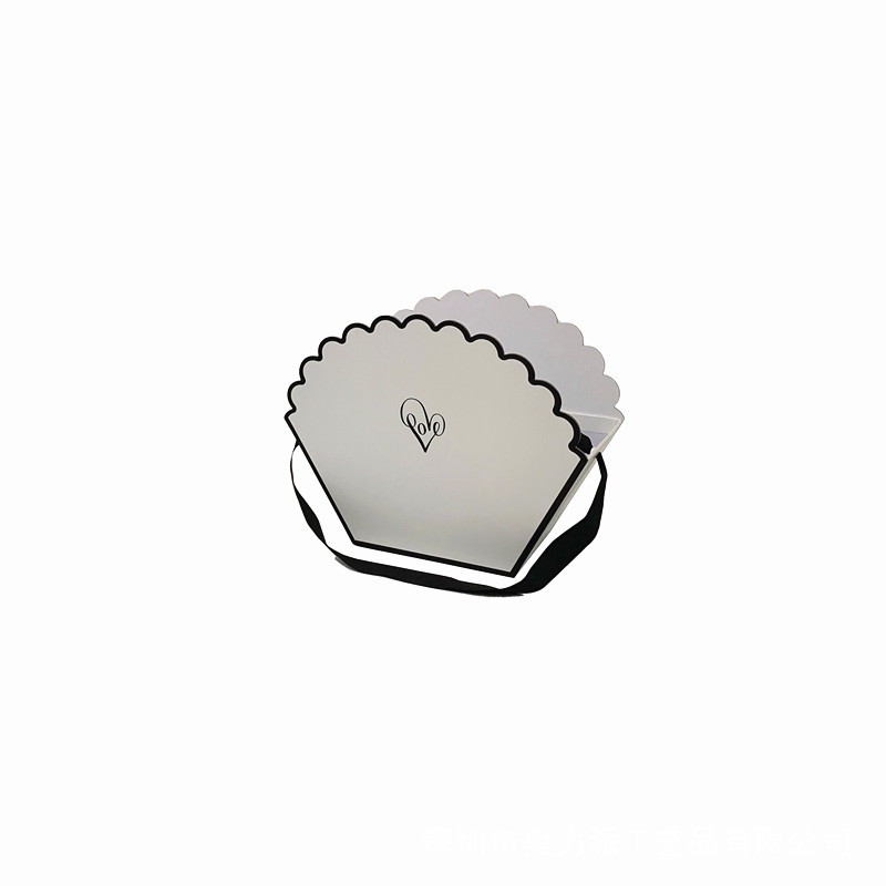 Scalloped Shell Flower Box with Handles, Luxury Fan Shaped Gift Tote Wholesale - 图片 5