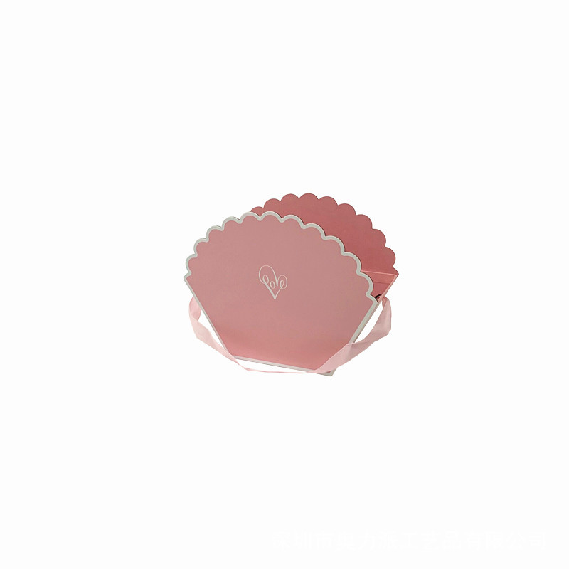 Scalloped Shell Flower Box with Handles, Luxury Fan Shaped Gift Tote Wholesale - 图片 3