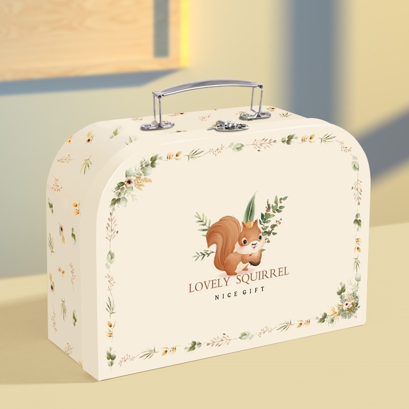Decorative Paper Suitcase Gift Box, Cute Animal Toy Storage Box for Kids - 图片 5