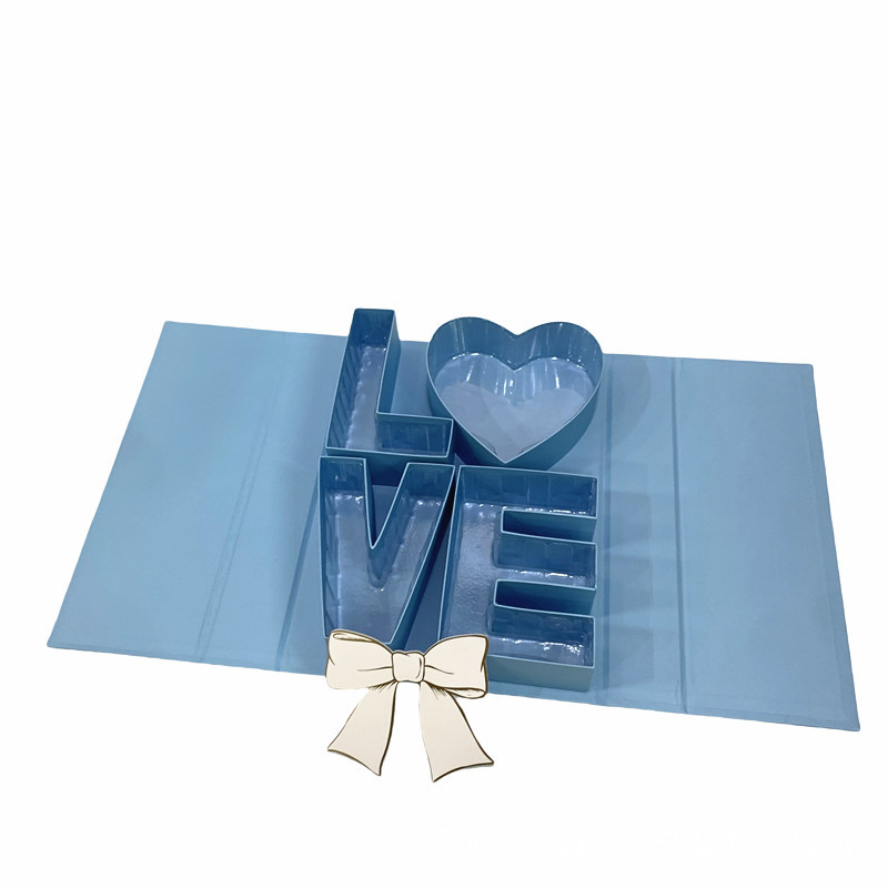 LOVE Gatefold Flower Box, Double Door Folding Alphabet Present Packaging Wholesale - 图片 4