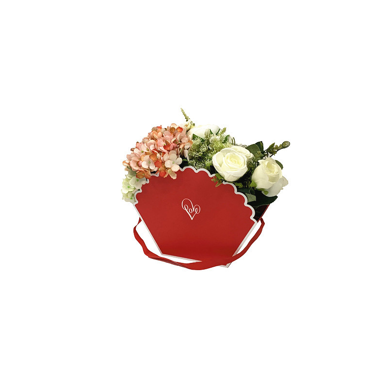 Scalloped Shell Flower Box with Handles, Luxury Fan Shaped Gift Tote Wholesale